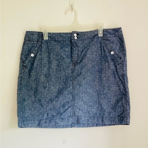 Tommy Hilfiger Blue Polka Dot Chambray Skirt Size 14 100% Cotton - Picture 1 of 8